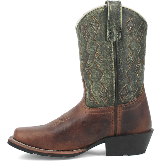 Dan Post Youth Teddy Leather Brown & Green Western Boots DPC3946