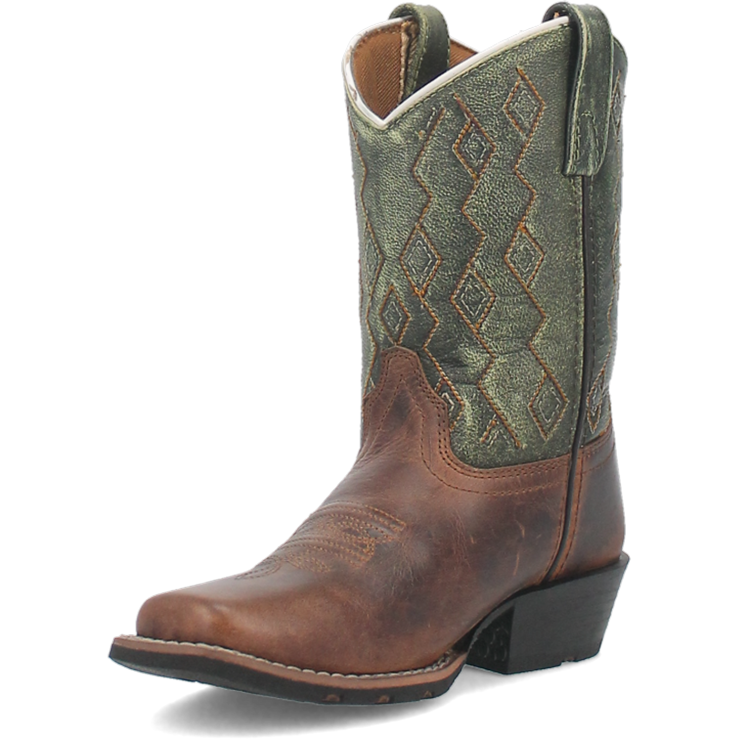 Dan Post Children's Teddy Leather Brown & Green Western Boots DPC2946