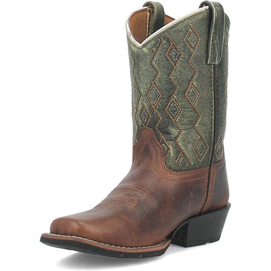 Dan Post Children's Teddy Leather Brown & Green Western Boots DPC2946