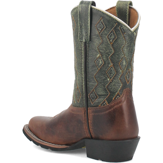 Dan Post Youth Teddy Leather Brown & Green Western Boots DPC3946
