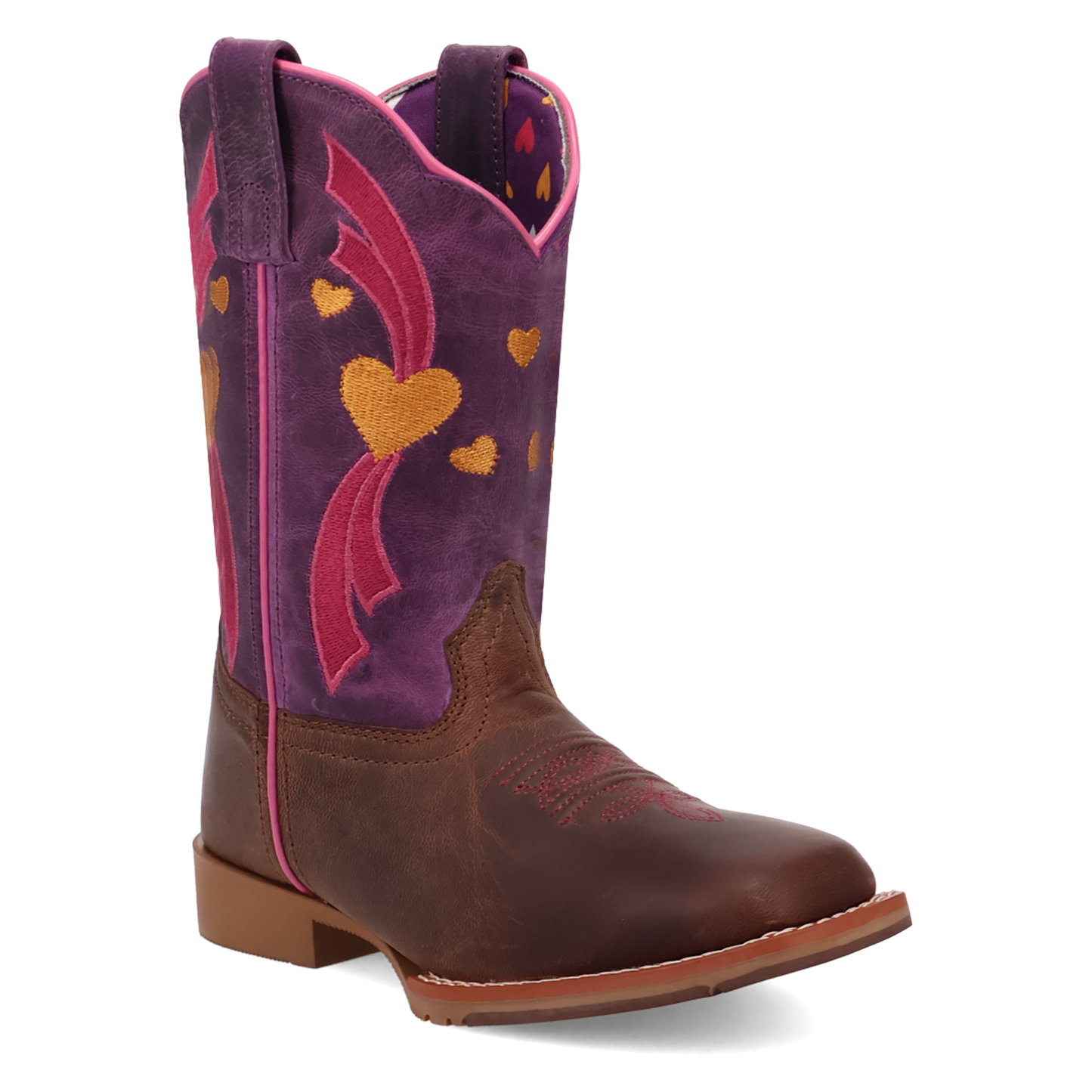 Dan Post Youth Girl's Lottie Tan & Purple Leather Western Boot DPC5023