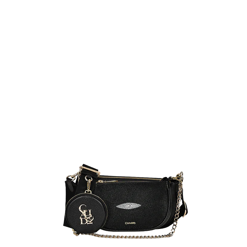 Cuadra Ladies Exotic Stingray Leather Black Crossbody Bag DU538