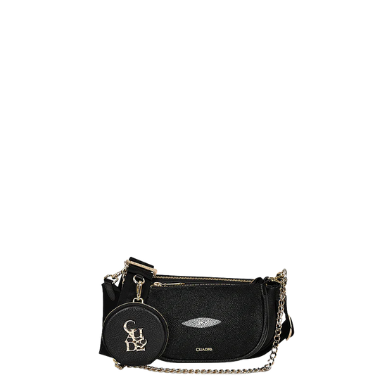 Cuadra Ladies Exotic Stingray Leather Black Crossbody Bag DU538
