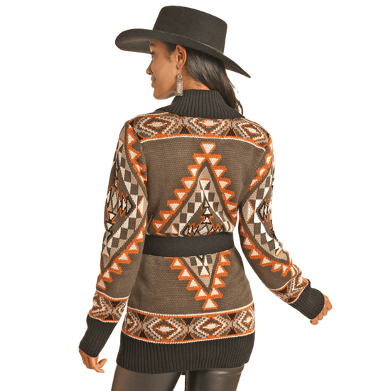 Powder River Ladies Charcoal Aztec Robe Cardigan DW95C04143-02