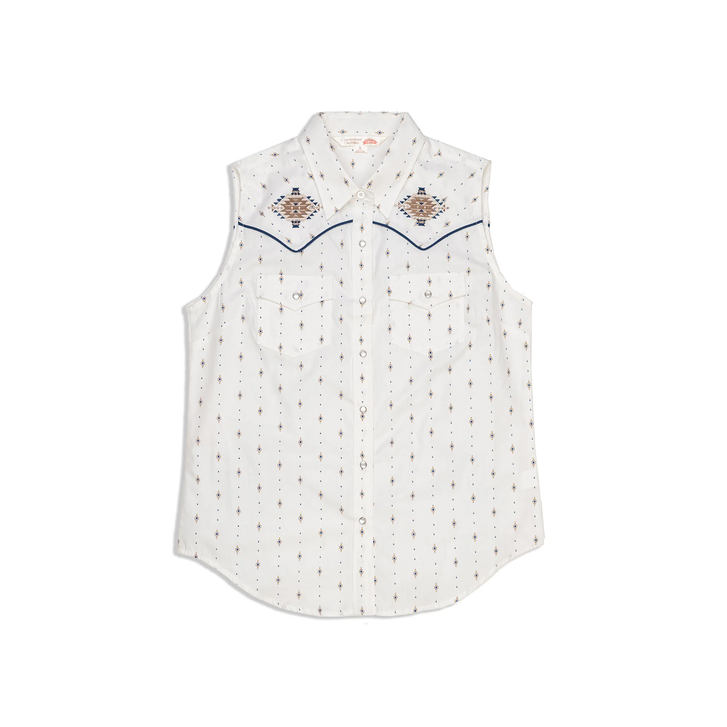 Ely Cattleman Ladies Aztec Sleeveless White Button Down E4S324988-WH