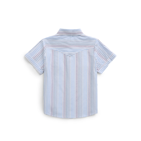 Ely Cattleman Youth Girl's Blue Striped Button Down Shirt E5S525008-WH