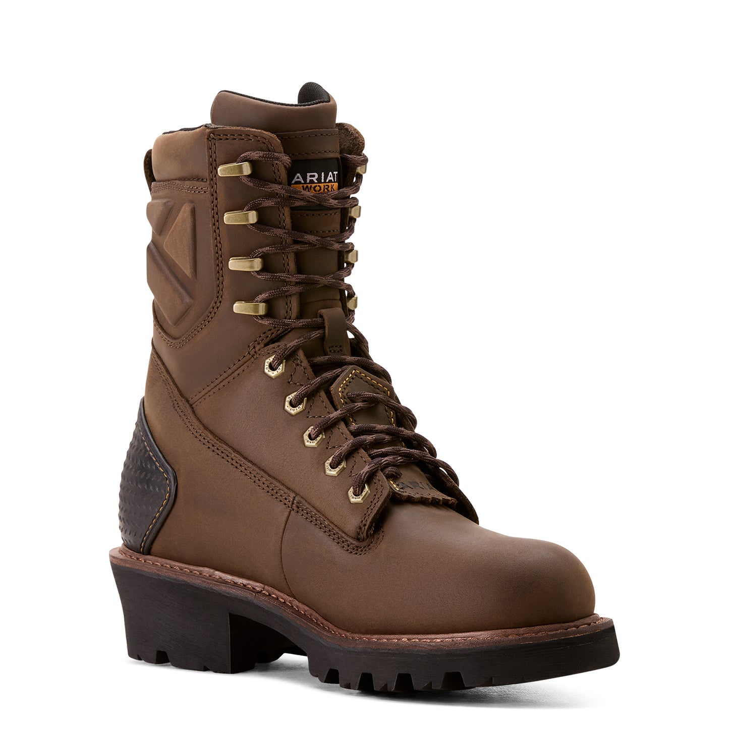 Ariat Men's Powerline 8" Oily Distressed Brown Waterproof Work Boots 10018563
