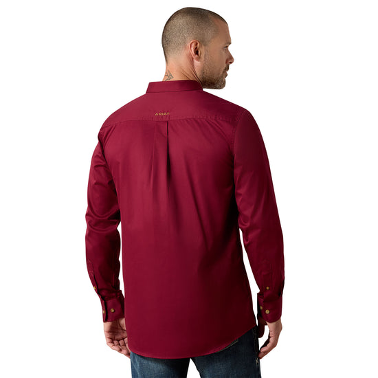 Ariat Men's Solid Twill Fitted Shirt 10034226 Burgundy / XS