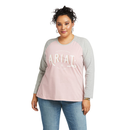 Ariat Ladies Loop Pink and Grey Baseball Tee 10037294