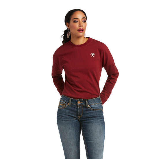 Ariat® Ladies REAL Over Sized Long Sleeve Rhubarb T-Shirt 10037960