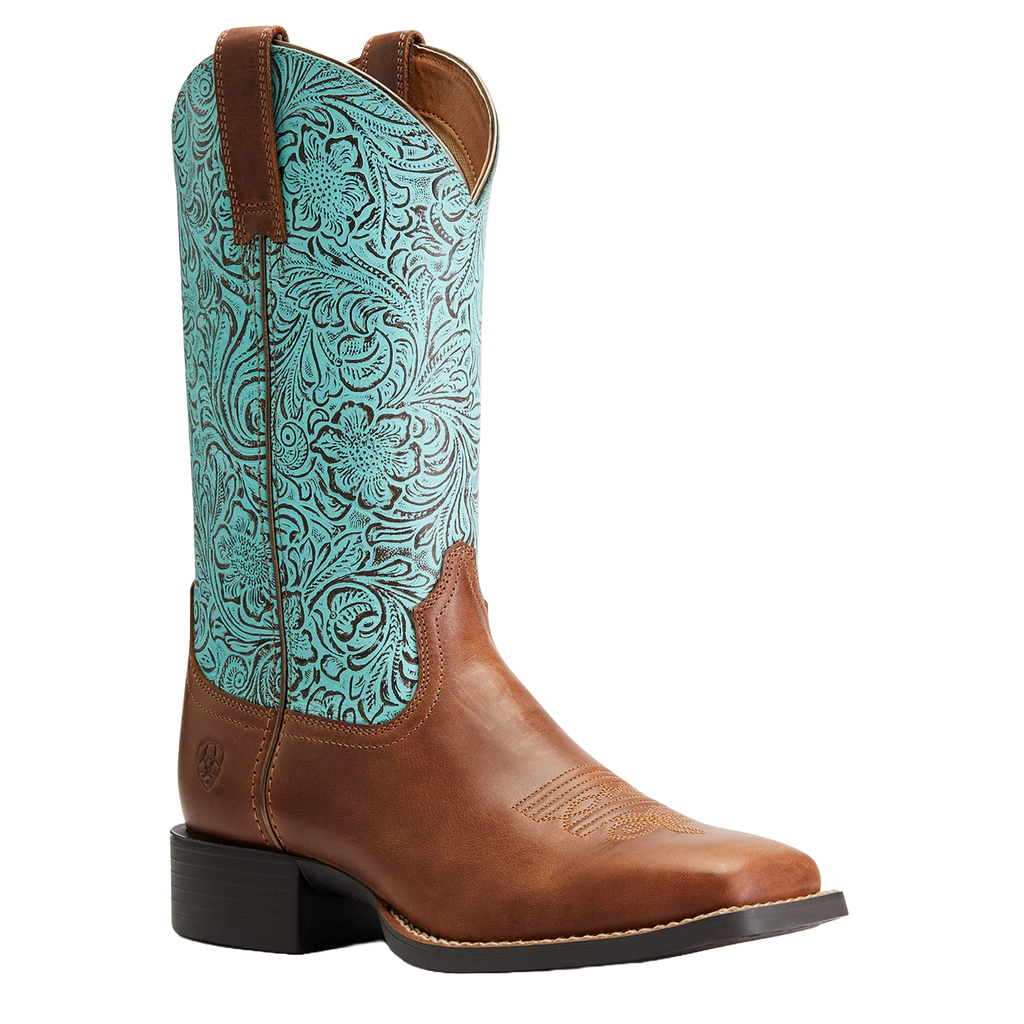 Ariat Men’s Round Toe Boot brown and turquoise Ariat Men main image 3