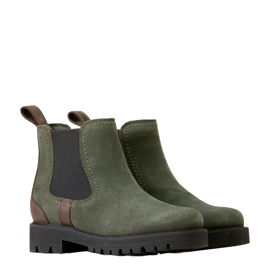 Ariat Ladies Wexford Lug Waterproof Forest Night Green Chelsea Boot 10047030