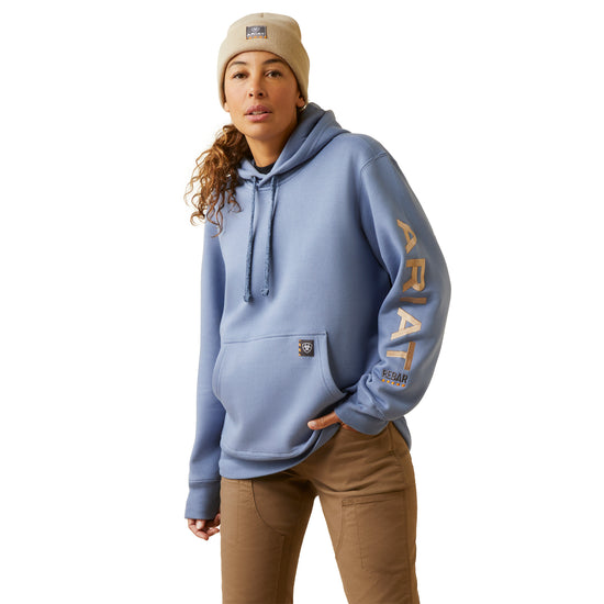 Load image into Gallery viewer, Ariat Ladies Rebar Graphic Colony Blue Hoodie 10046127
