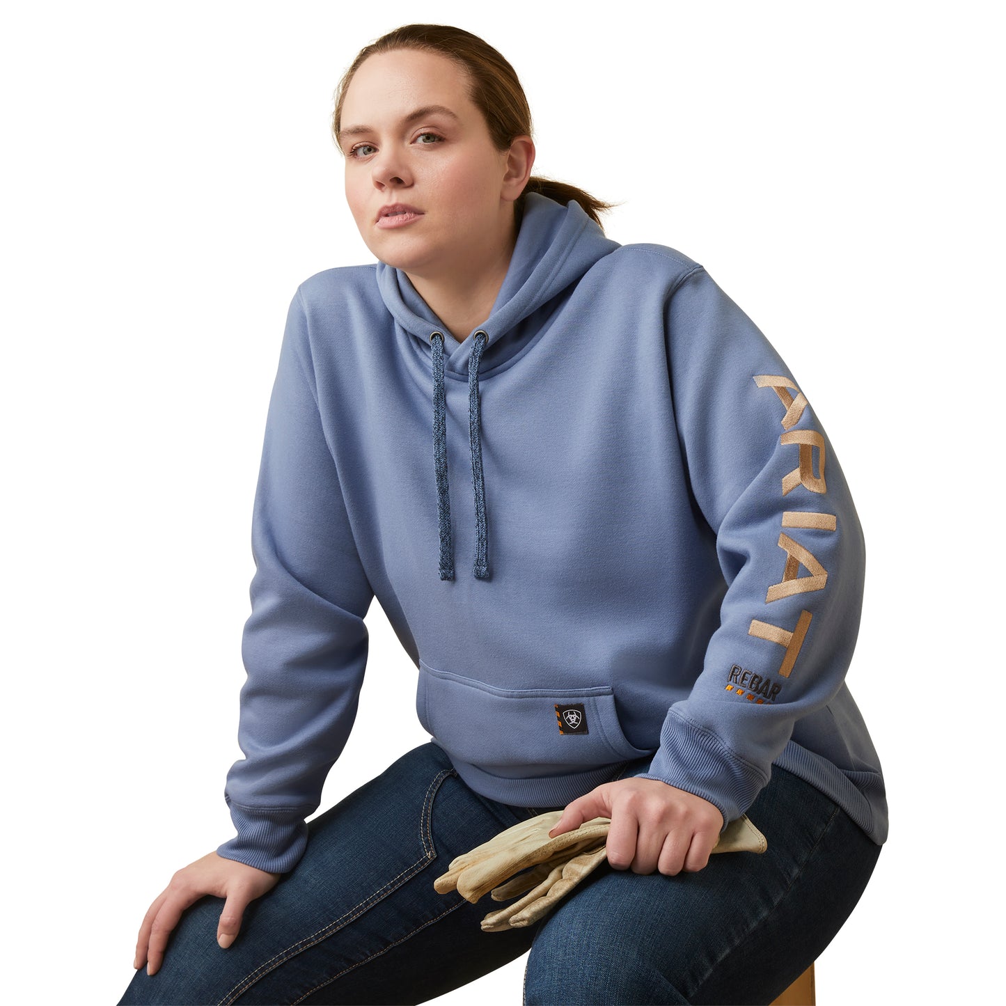 Load image into Gallery viewer, Ariat Ladies Rebar Graphic Colony Blue Hoodie 10046127
