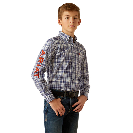 Ariat Youth Boy's Pro Series Team Orion Navy Plaid Classic Fit Shirt 10054068