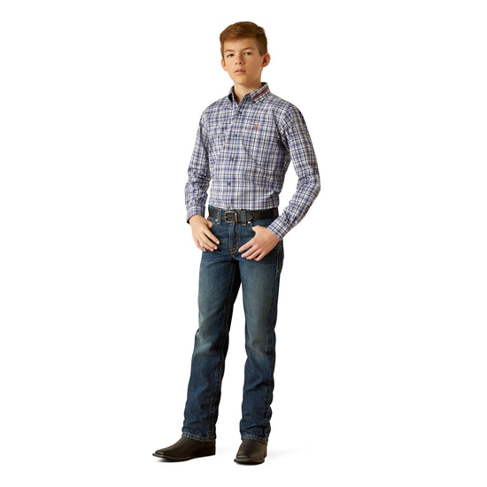 Ariat Youth Boy's Pro Series Team Orion Navy Plaid Classic Fit Shirt 10054068