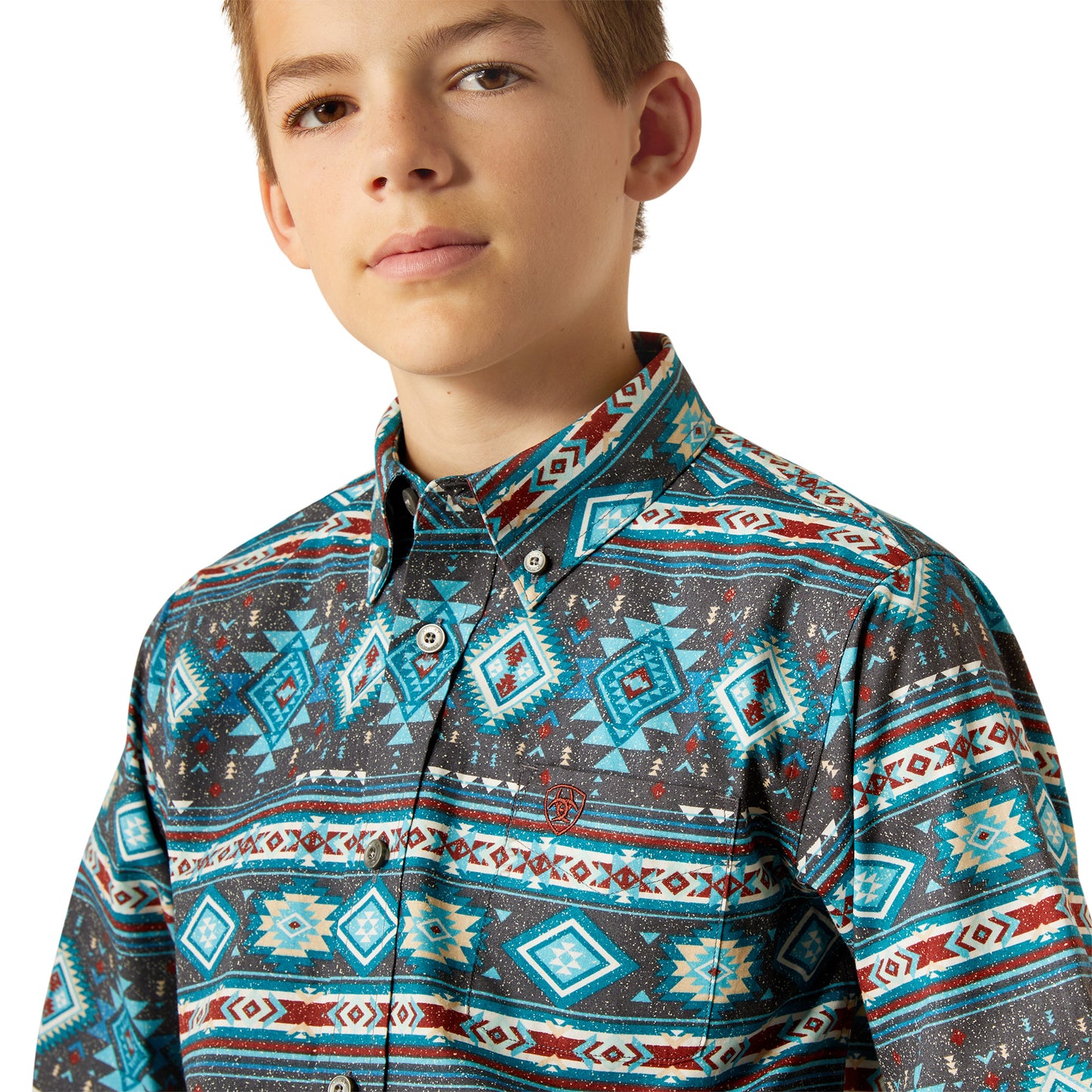Ariat Youth Boy's Prestcot Teal Classic Fit Shirt 10054072