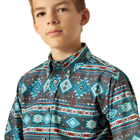 Ariat Youth Boy's Prestcot Teal Classic Fit Shirt 10054072