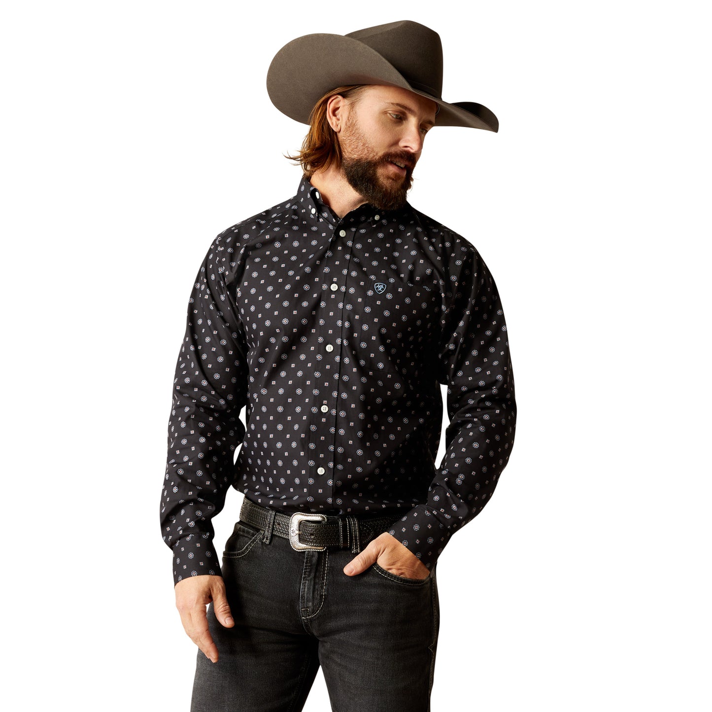 Ariat Men's Geometric Wrinkle Free Black Button Down Shirt 10051980 Ariat Men's Geometric Wrinkle Free Black Button Down Shirt 10051980