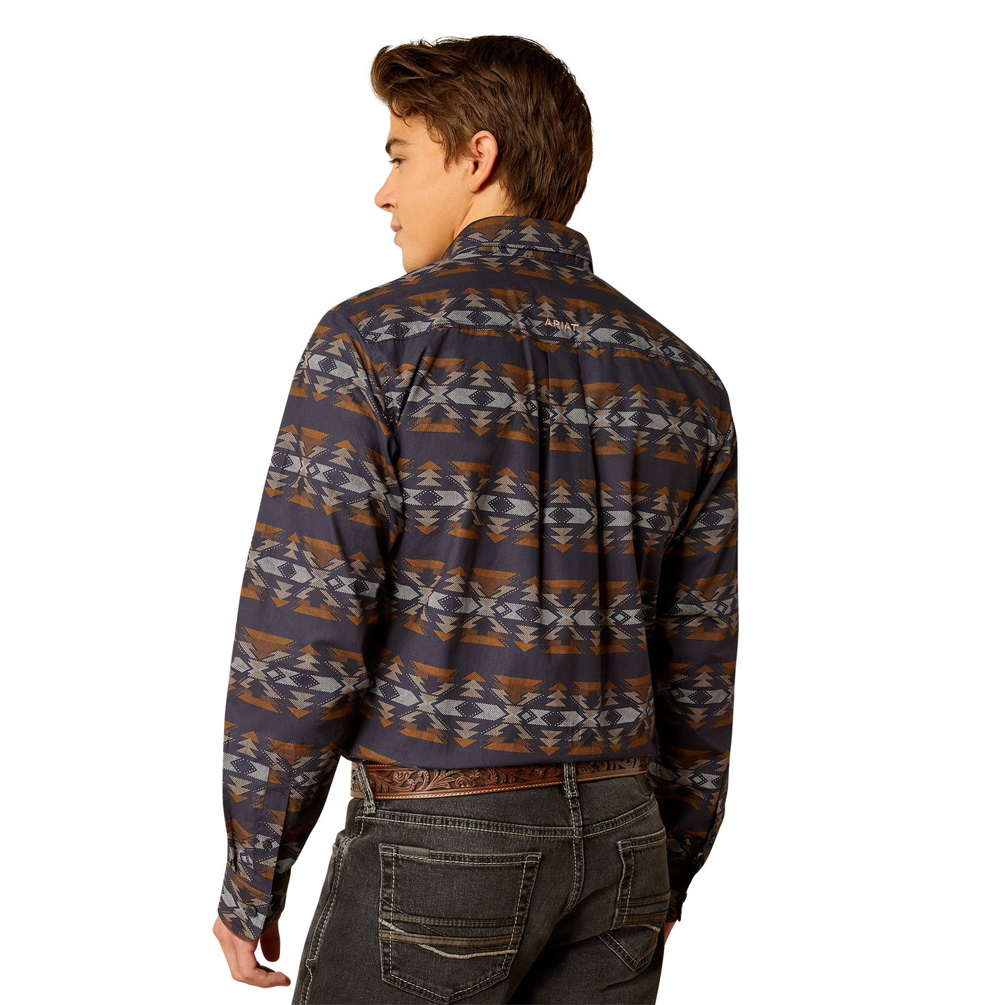Ariat Men's Aztec Fitted Dark Blue Button Down Shirt 10052365