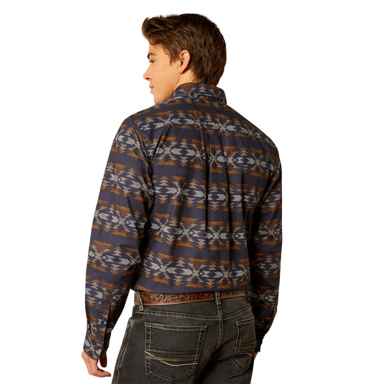 Ariat Men's Aztec Fitted Dark Blue Button Down Shirt 10052365