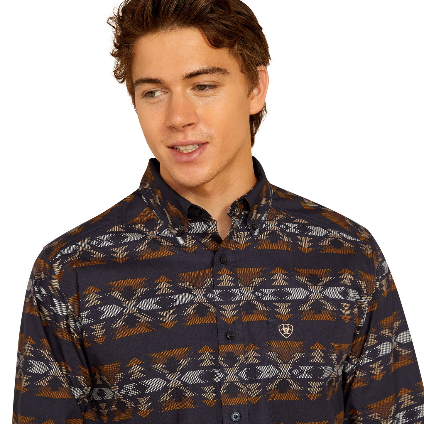 Ariat Men's Aztec Fitted Dark Blue Button Down Shirt 10052365