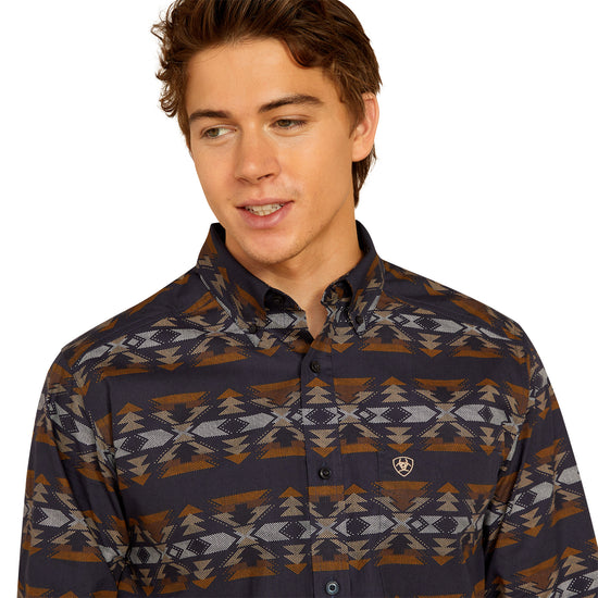 Ariat Men's Aztec Fitted Dark Blue Button Down Shirt 10052365