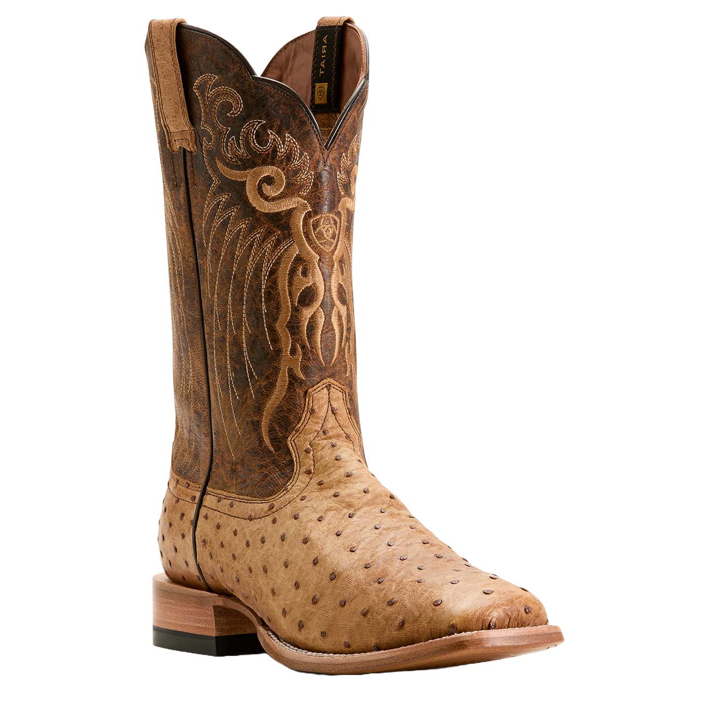 Arait Boot Pattern Ariat Men's Rio Honey Tan Full Quill Ostrich Square Toe Boots 10053580