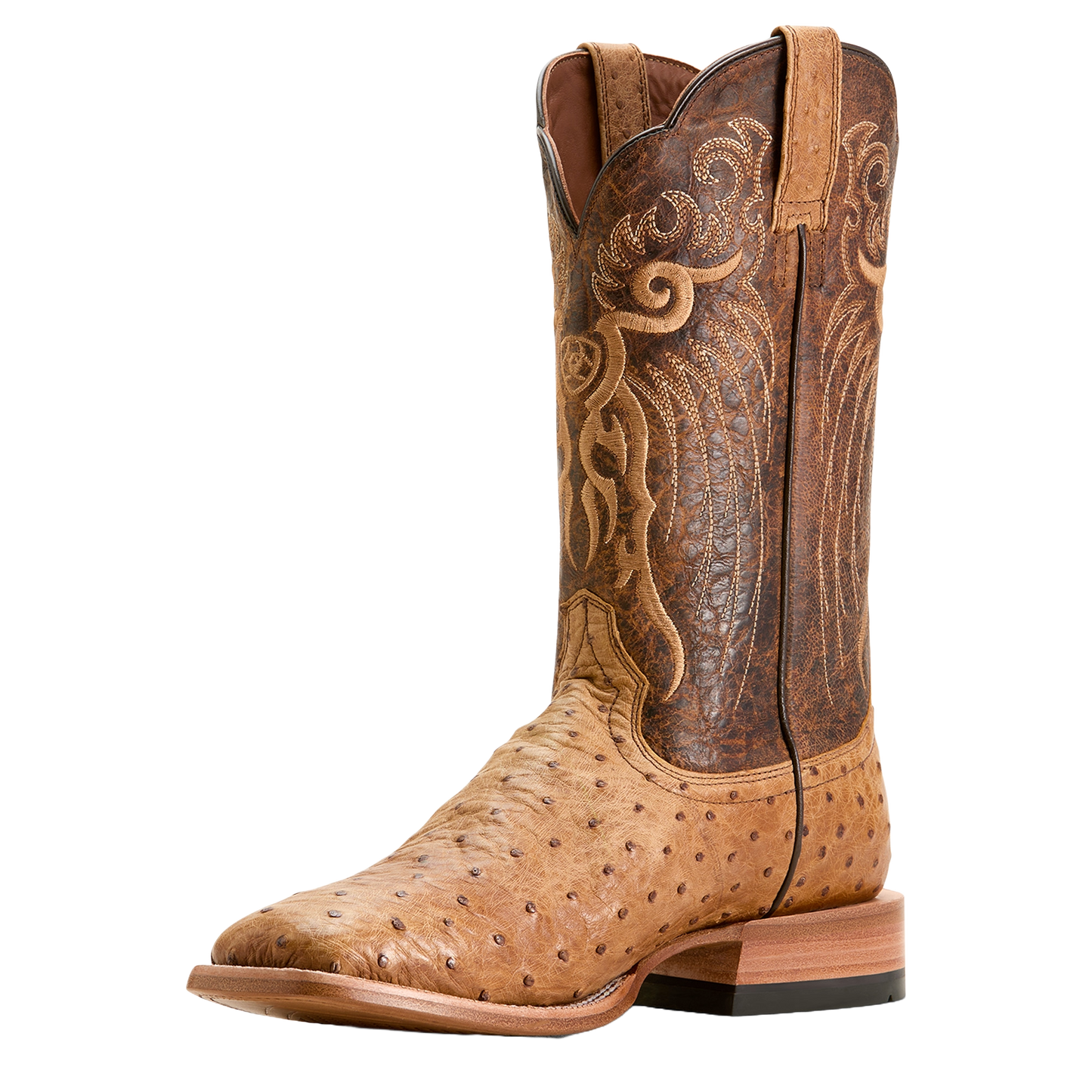 Ariat Men's Rio Honey Tan Full Quill Ostrich Square Toe Boots 10053580
