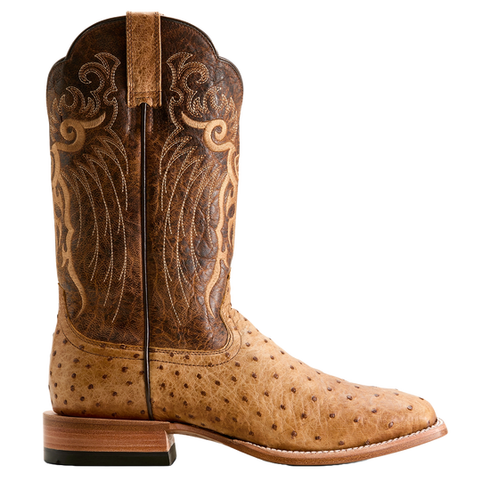 Ariat Men's Rio Honey Tan Full Quill Ostrich Square Toe Boots 10053580