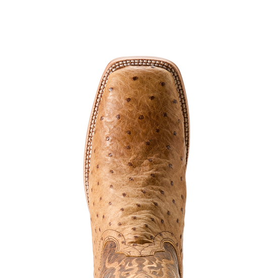 Ariat Men's Rio Honey Tan Full Quill Ostrich Square Toe Boots 10053580