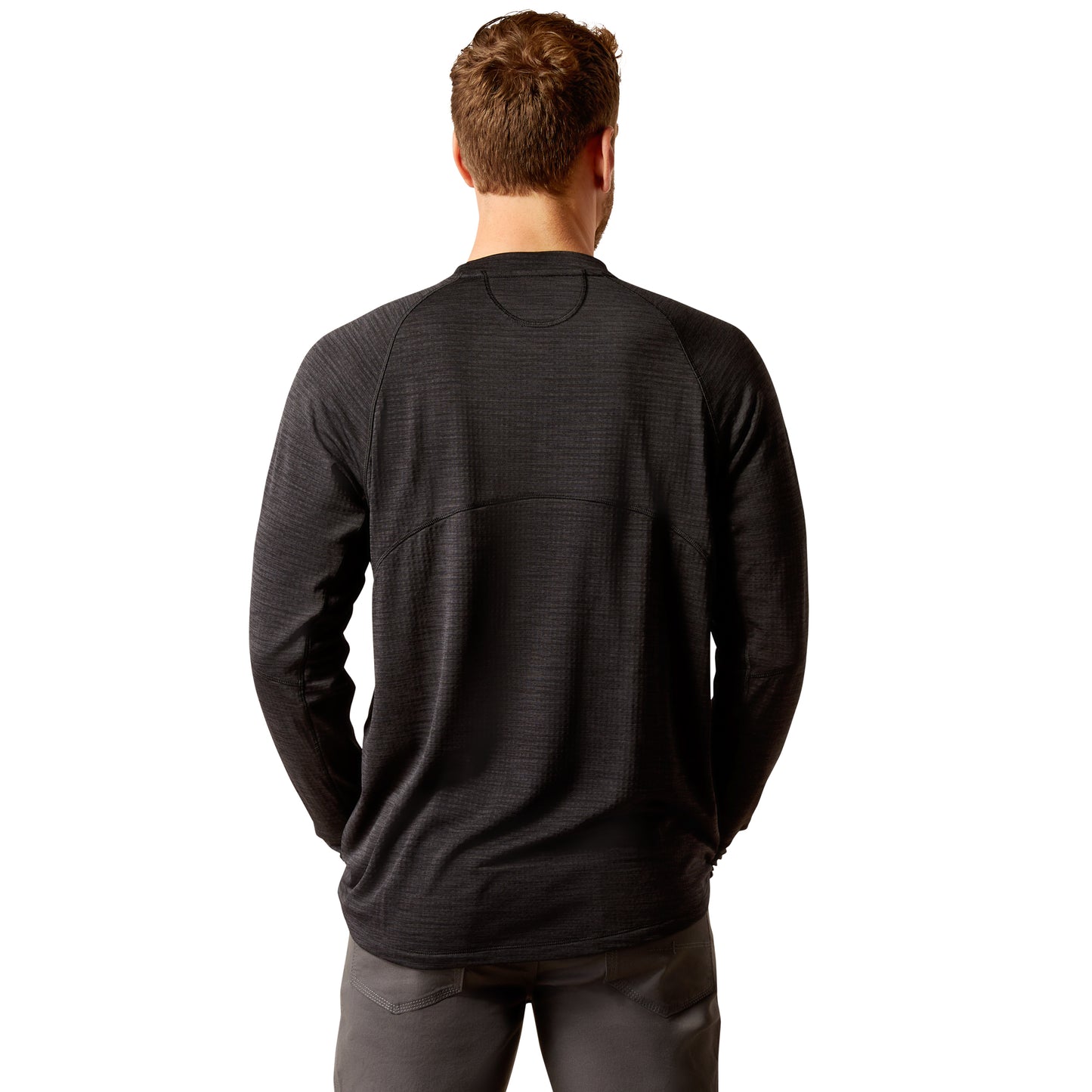 Ariat Men's Rebar Gridwork Black Crewneck Warm Fleece Shirt 10052075