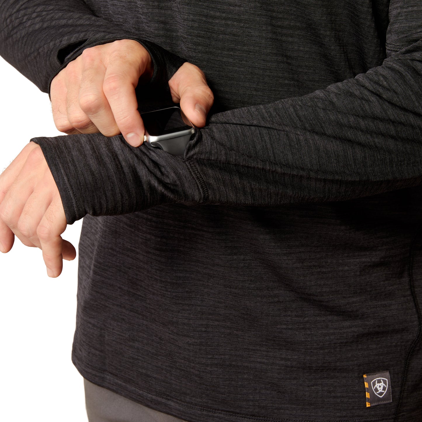 Ariat Men's Rebar Gridwork Black Crewneck Warm Fleece Shirt 10052075