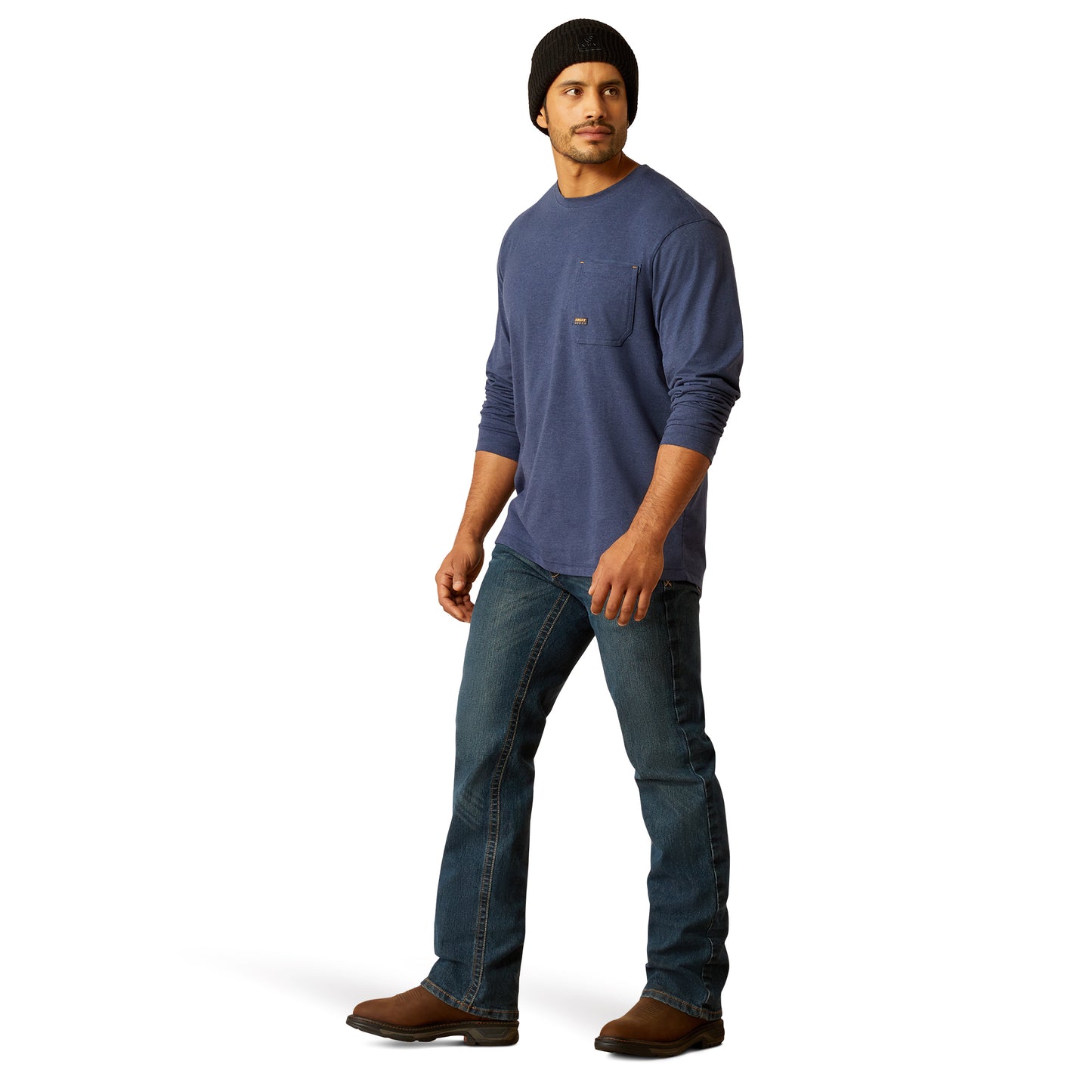 Ariat Men's Rebar Workman Reflective Flag Graphic Navy Heather T-Shirt 10052709