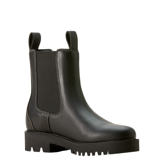 Ariat Ladies Wexford Lug Mid Jet Black Waterproof Chelsea Boot 10053771