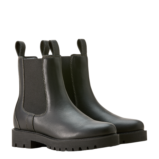 Ariat Ladies Wexford Lug Mid Jet Black Waterproof Chelsea Boot 10053771