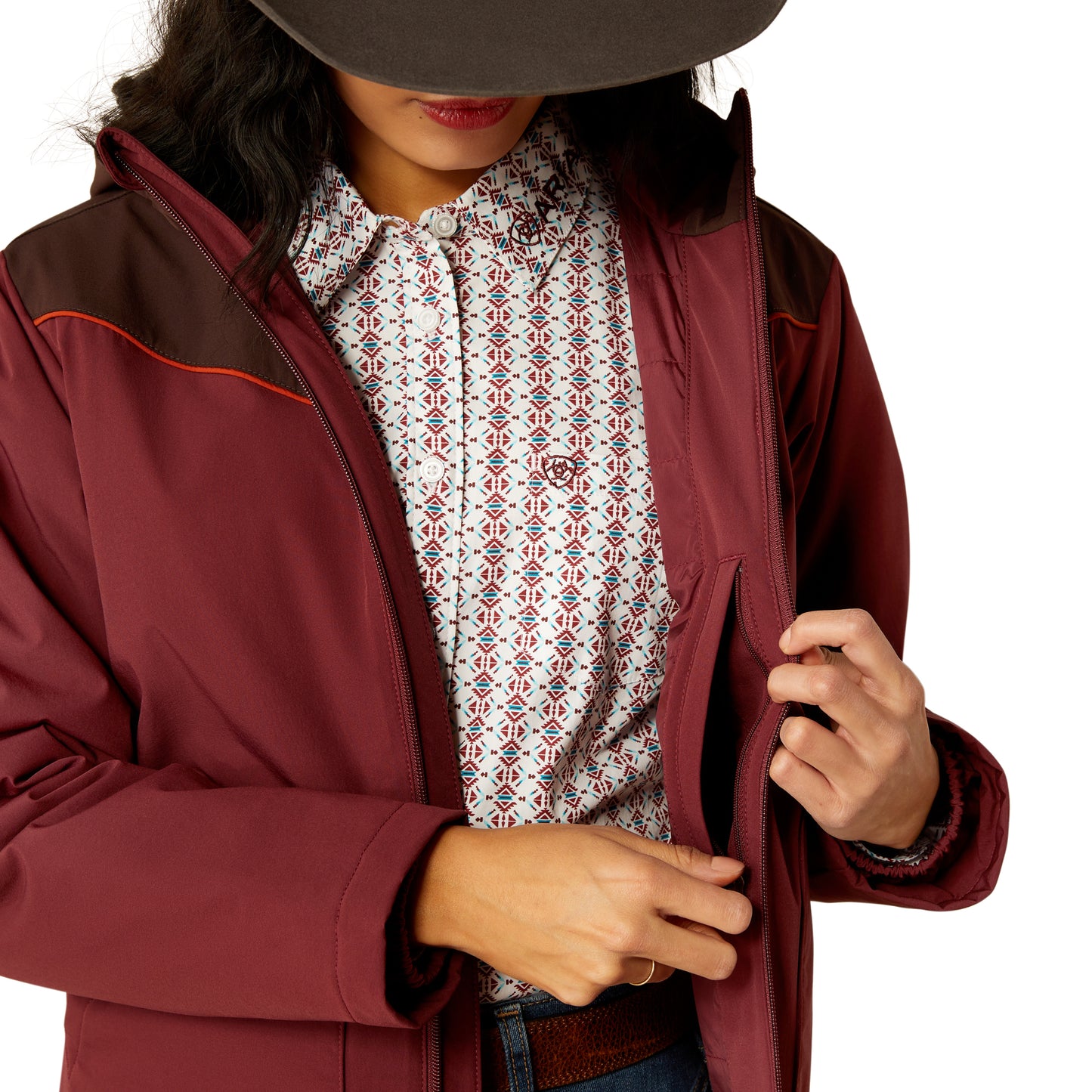 Ariat Ladies Pioneer Tawny Port/Chocolate Plum StretchShell Jacket 10052438