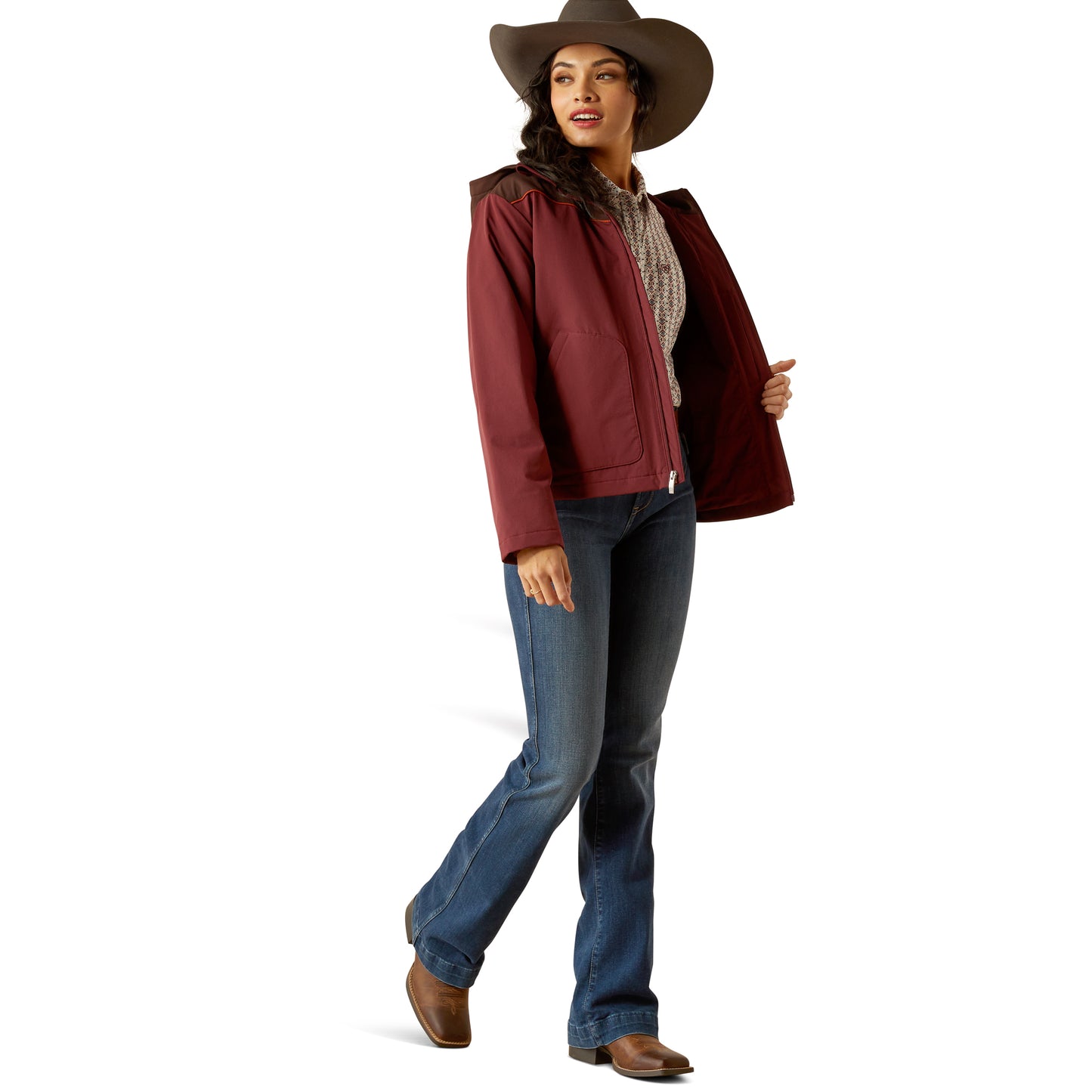 Ariat Ladies Pioneer Tawny Port/Chocolate Plum StretchShell Jacket 10052438