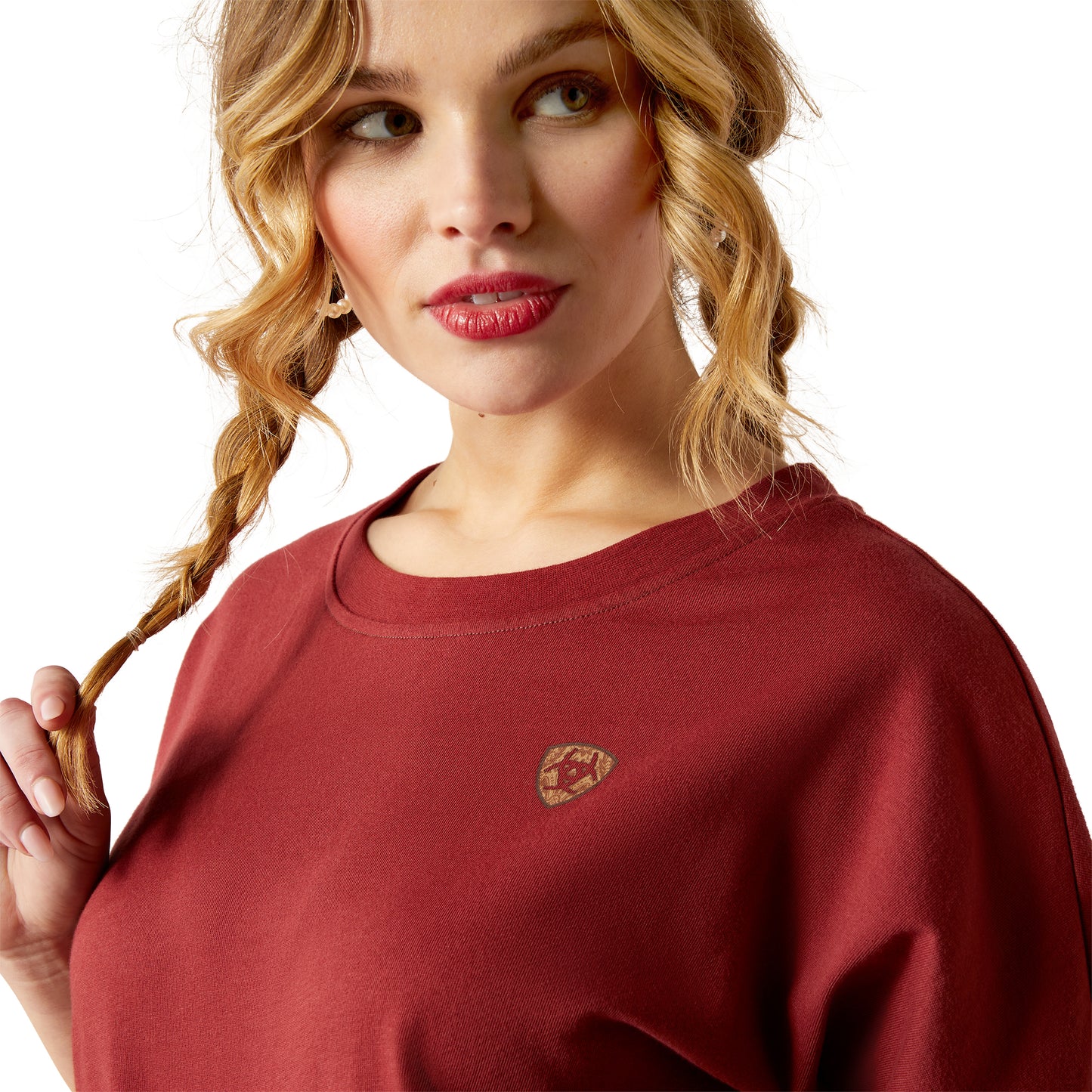 Ariat Ladies Tooled Logo Burnt Russet Oversized T-Shirt 10053891