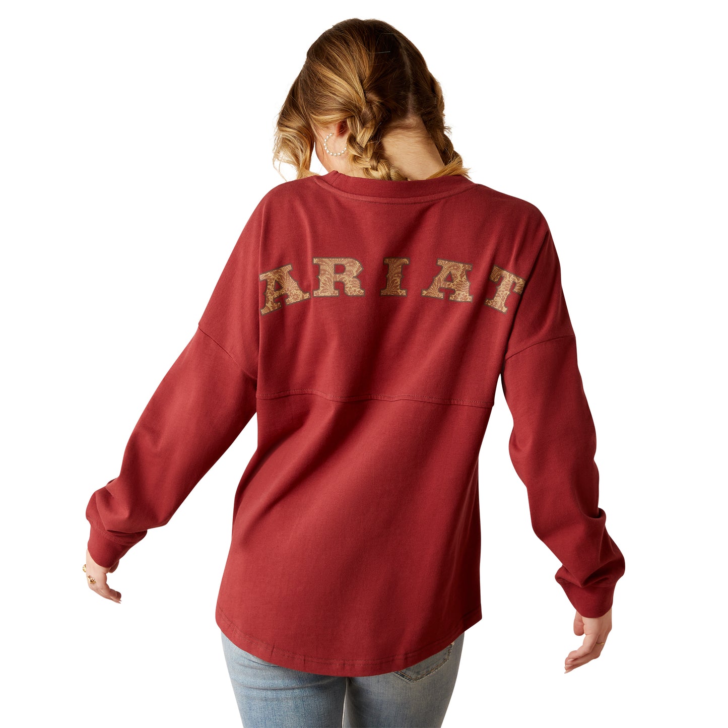 Ariat Ladies Tooled Logo Burnt Russet Oversized T-Shirt 10053891