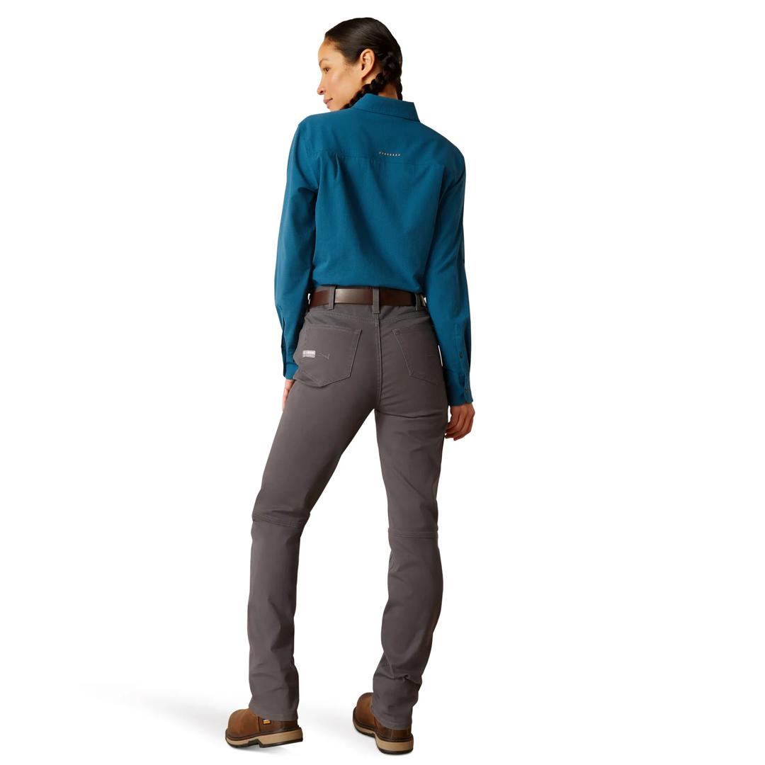 Ariat Ladies Rebar PR DuraStretch Made Tough Double Front Rebar Grey Straight Pant 10050620 back