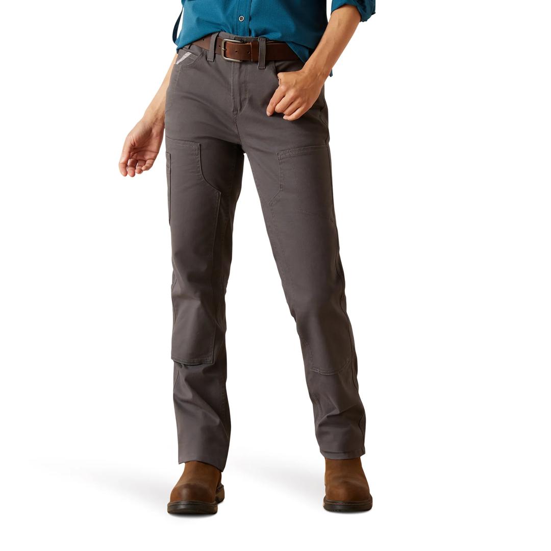 Ariat Ladies Rebar PR DuraStretch Made Tough Double Front Rebar Grey Straight Pant 10050620 front
