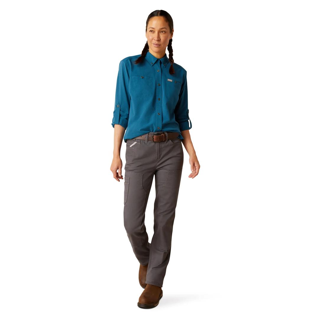 Ariat Ladies Rebar PR DuraStretch Made Tough Double Front Rebar Grey Straight Pant 10050620 full