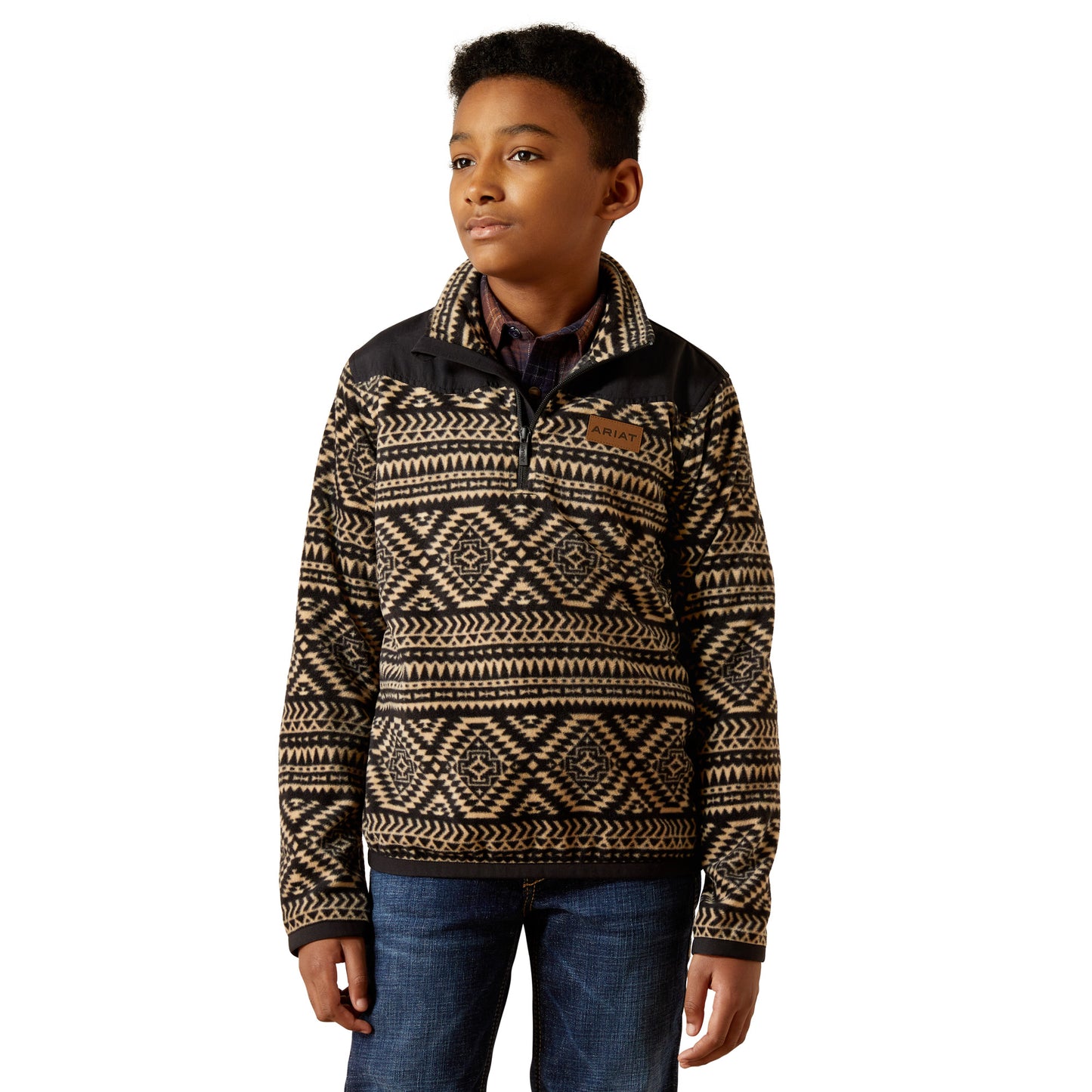 Ariat Youth Boy's Basis Black Southwest Quarter Zip Sweatshirt 10063765
