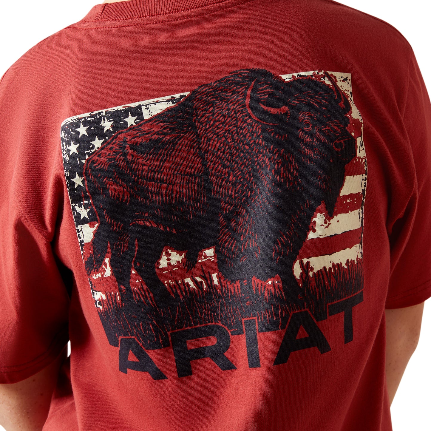 Ariat Youth Boy's Buffalo Flag Graphic Brick Red T-Shirt 10065979