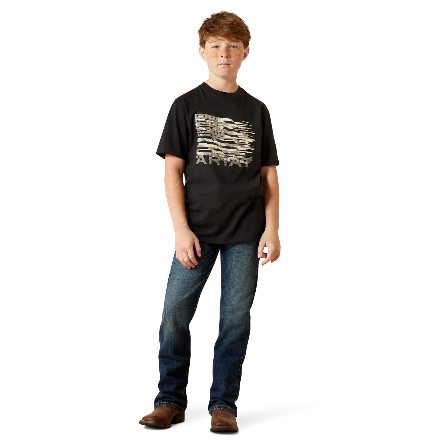 Ariat Youth Boy's Freedom Flag Black T-Shirt 10065980