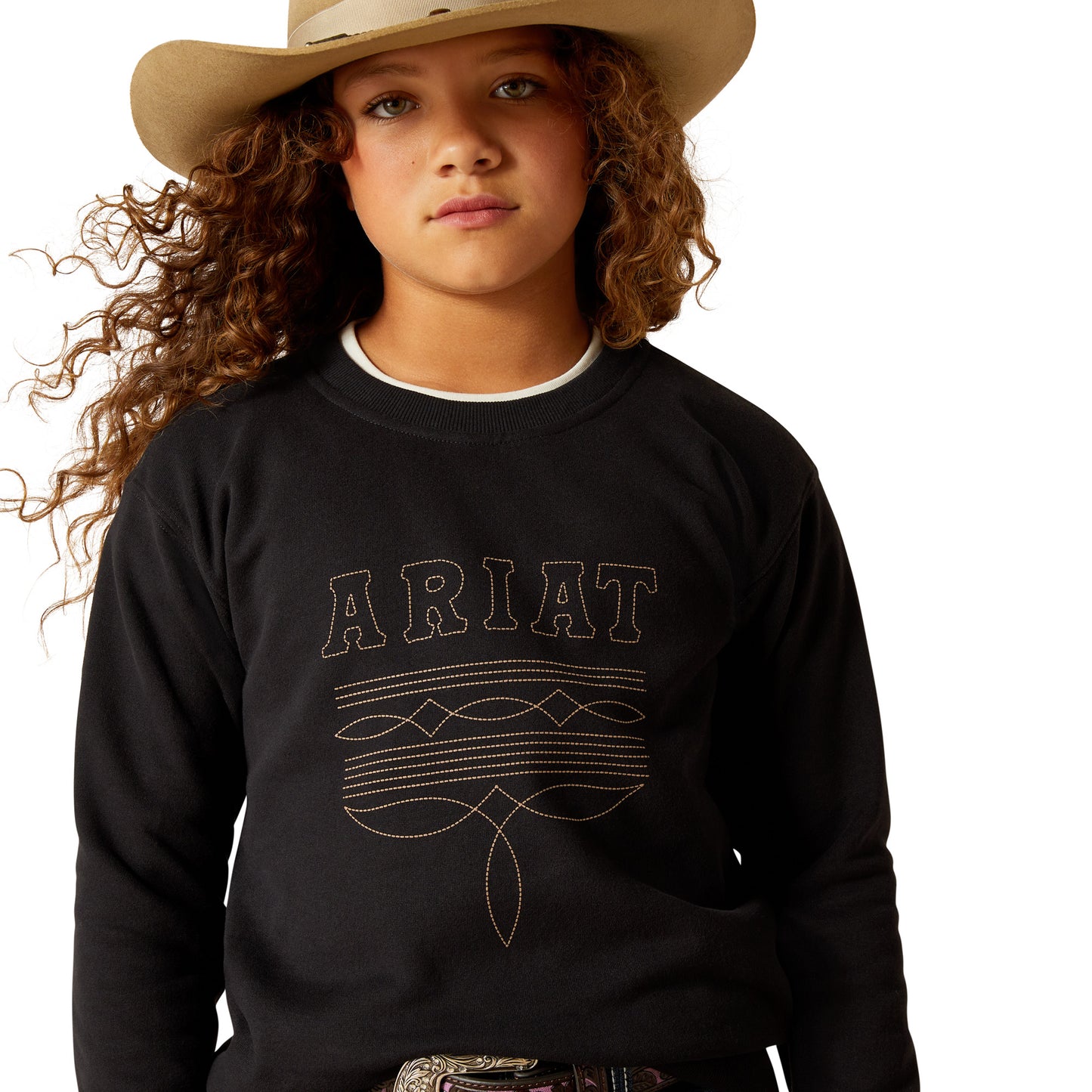 Ariat Youth Girl's Solid Black Booted Logo Sweatshirt 10062846