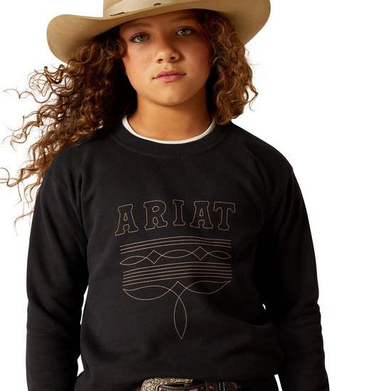 Ariat Youth Girl's Solid Black Booted Logo Sweatshirt 10062846