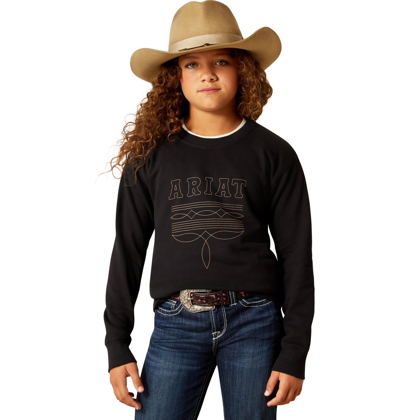 Ariat Youth Girl's Solid Black Booted Logo Sweatshirt 10062846