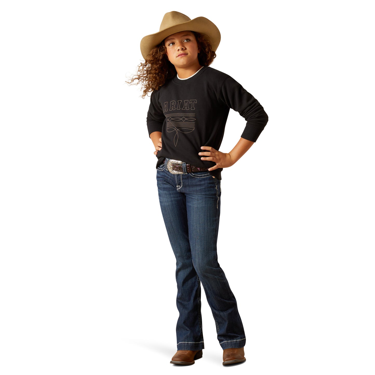 Ariat Youth Girl's Solid Black Booted Logo Sweatshirt 10062846